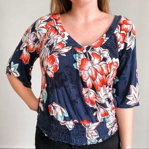 American Rag// Floral 3/4 Sleeve Top
